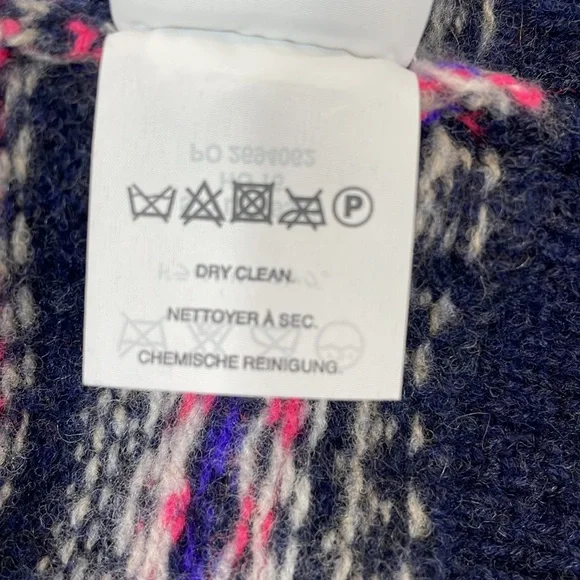 J. Crew Sweater Size XL Fair Isle Navy And Pink 100% Wool - Picture 9 of 9